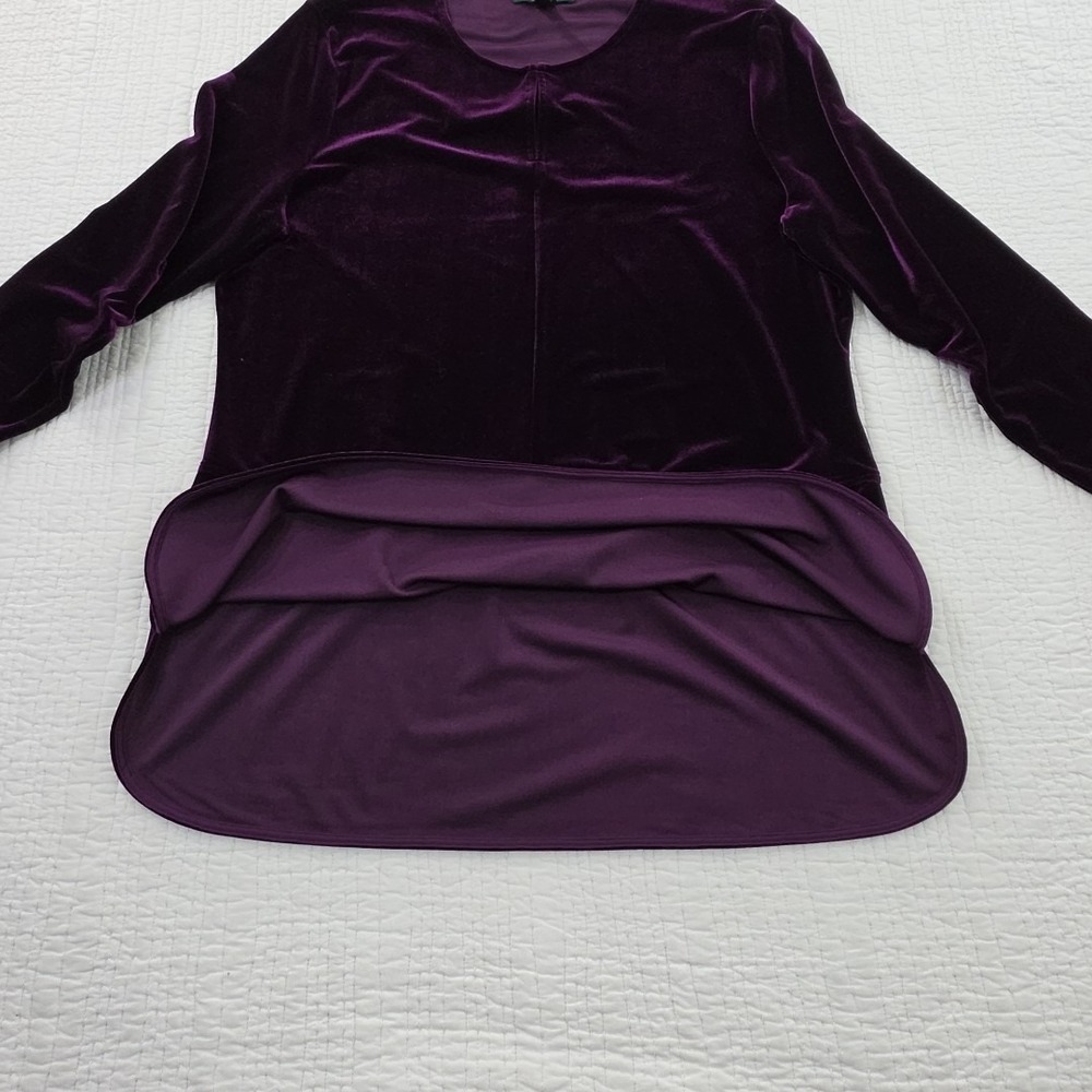 Lauren Ralph Lauren Blouse Womens XL Purple Velvet Velour Tunic Top Green Label - Picture 11 of 16